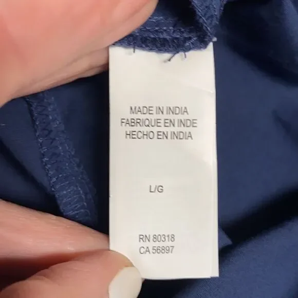 Lucky Brand Navy Long Sleeve Poplin Peasant Top - Picture 5 of 7